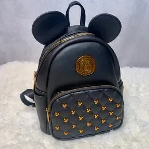 Black Disney Mickey Deluxe Quilted Mini Backpack Mickey Mouse Mini Backpack Quilted Carry On Luggage – Travel  main image 2